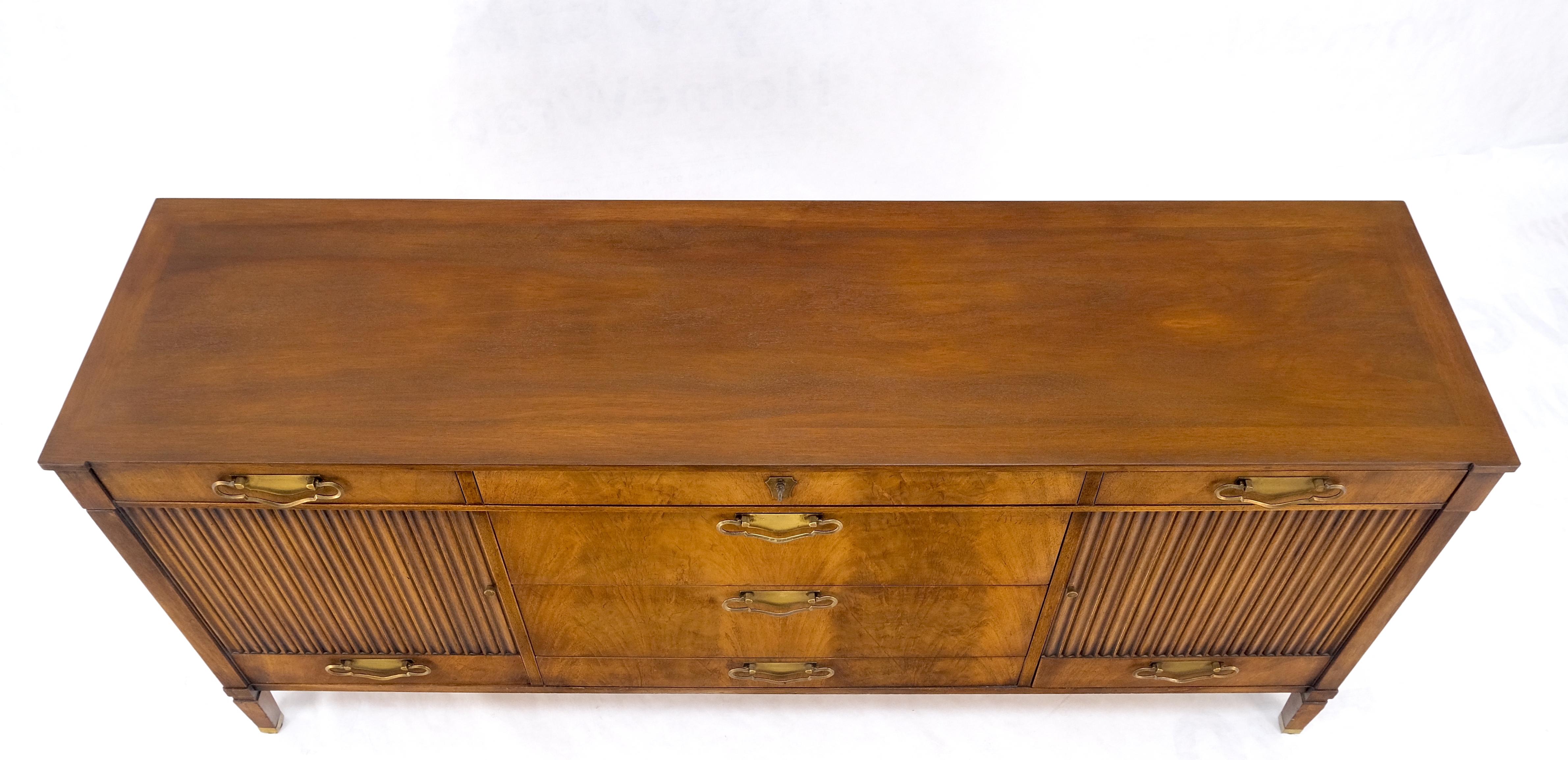 John Stuart American Mid-Century Modern Walnut Long Dresser Credenza Brass MINT! For Sale 9