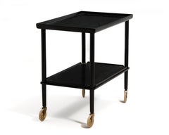 John Stuart Carrello da Bar in Ottone Laccato Nero Danimarca Finitura Originale Metà Secolo