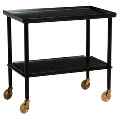 John Stuart Carrello da Bar in Ottone Laccato Nero Danimarca Finitura Originale Metà Secolo