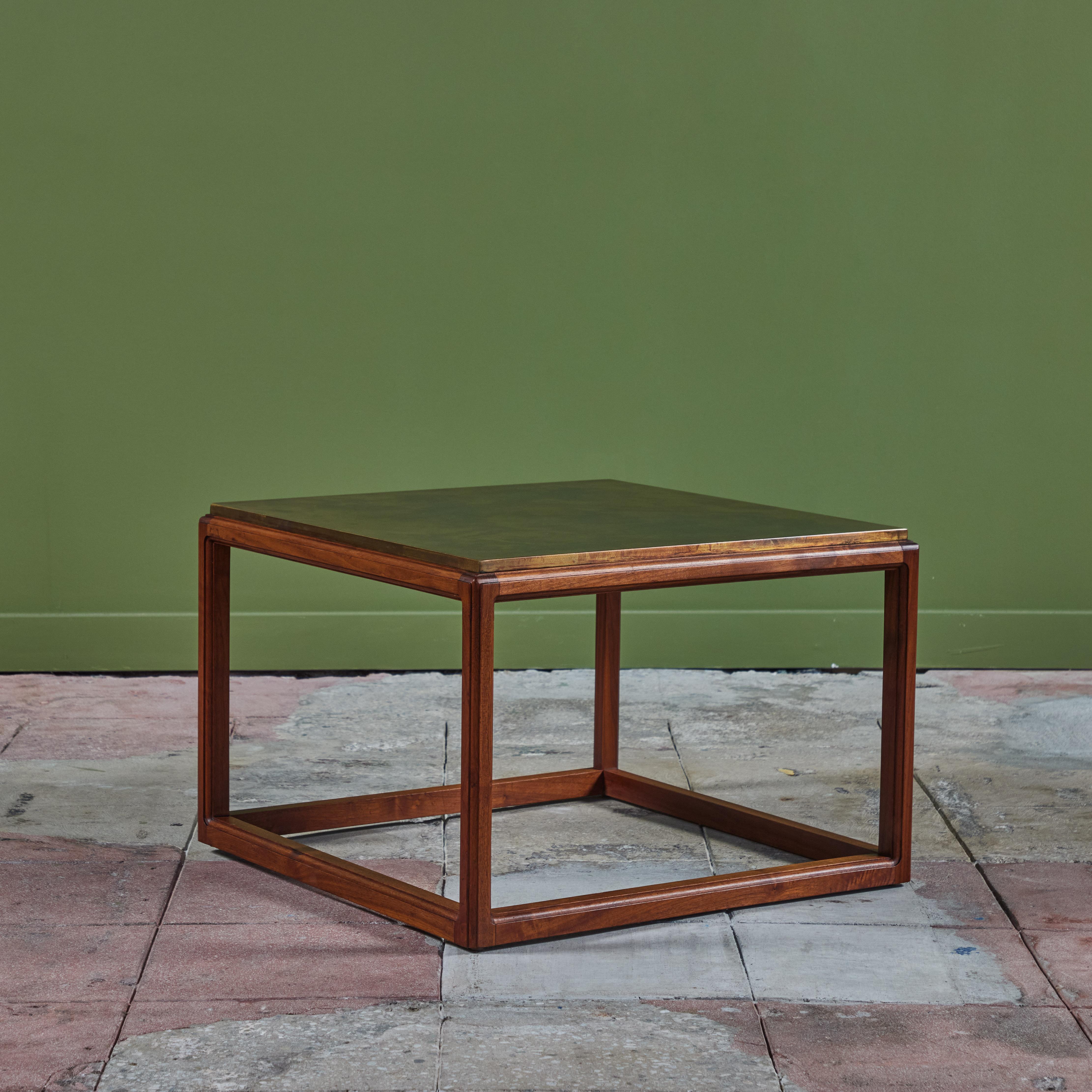 Mid-Century Modern John Stuart Brass Acid Etched Side Table For Sale