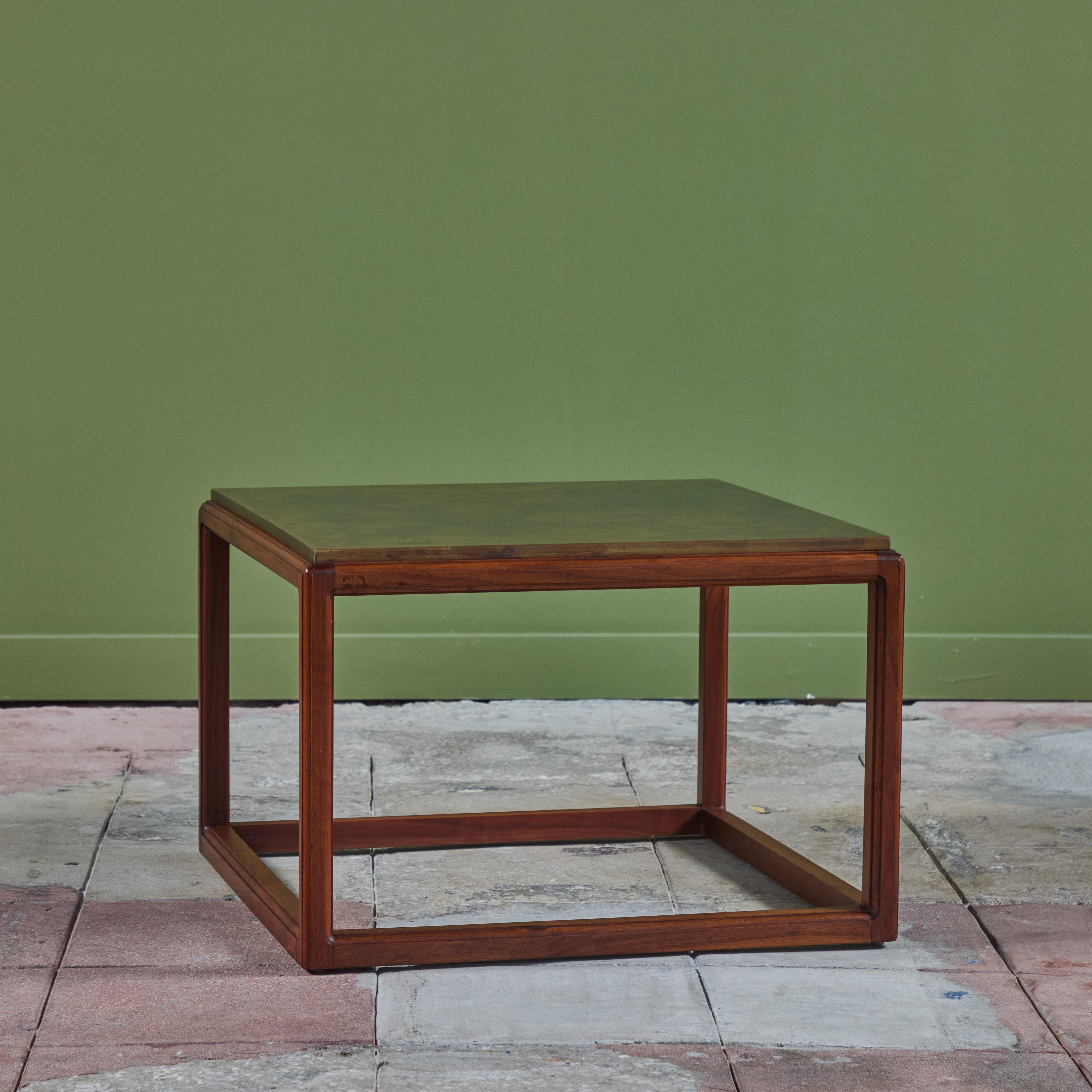 John Stuart Brass Acid Etched Side Table In Good Condition For Sale In Los Angeles, CA