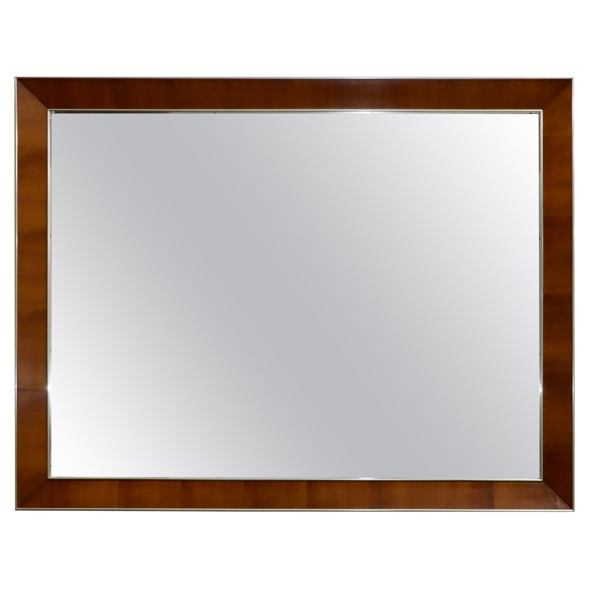 Specchio da parete in ottone e noce John Stuarts