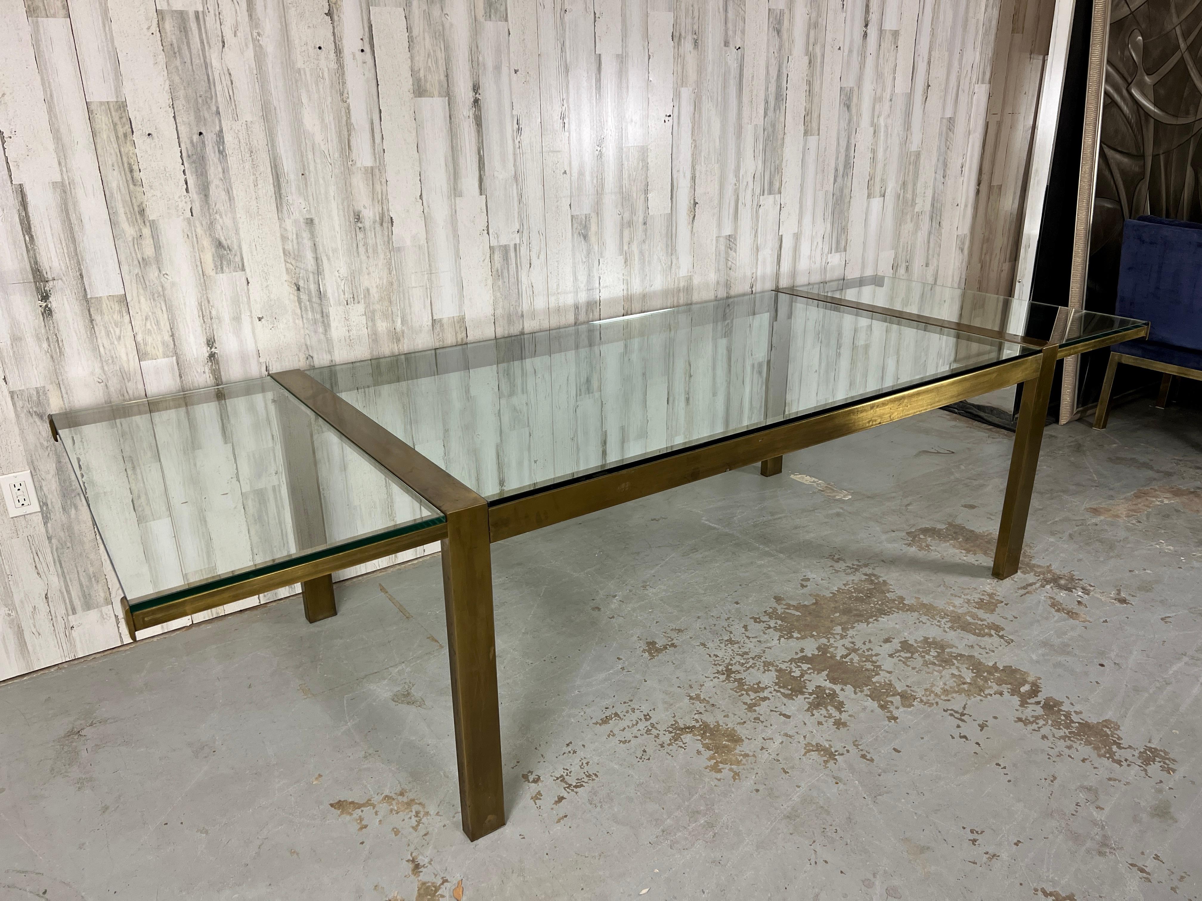 John Stuart Bronze & Glass Extendable Dining Table 5
