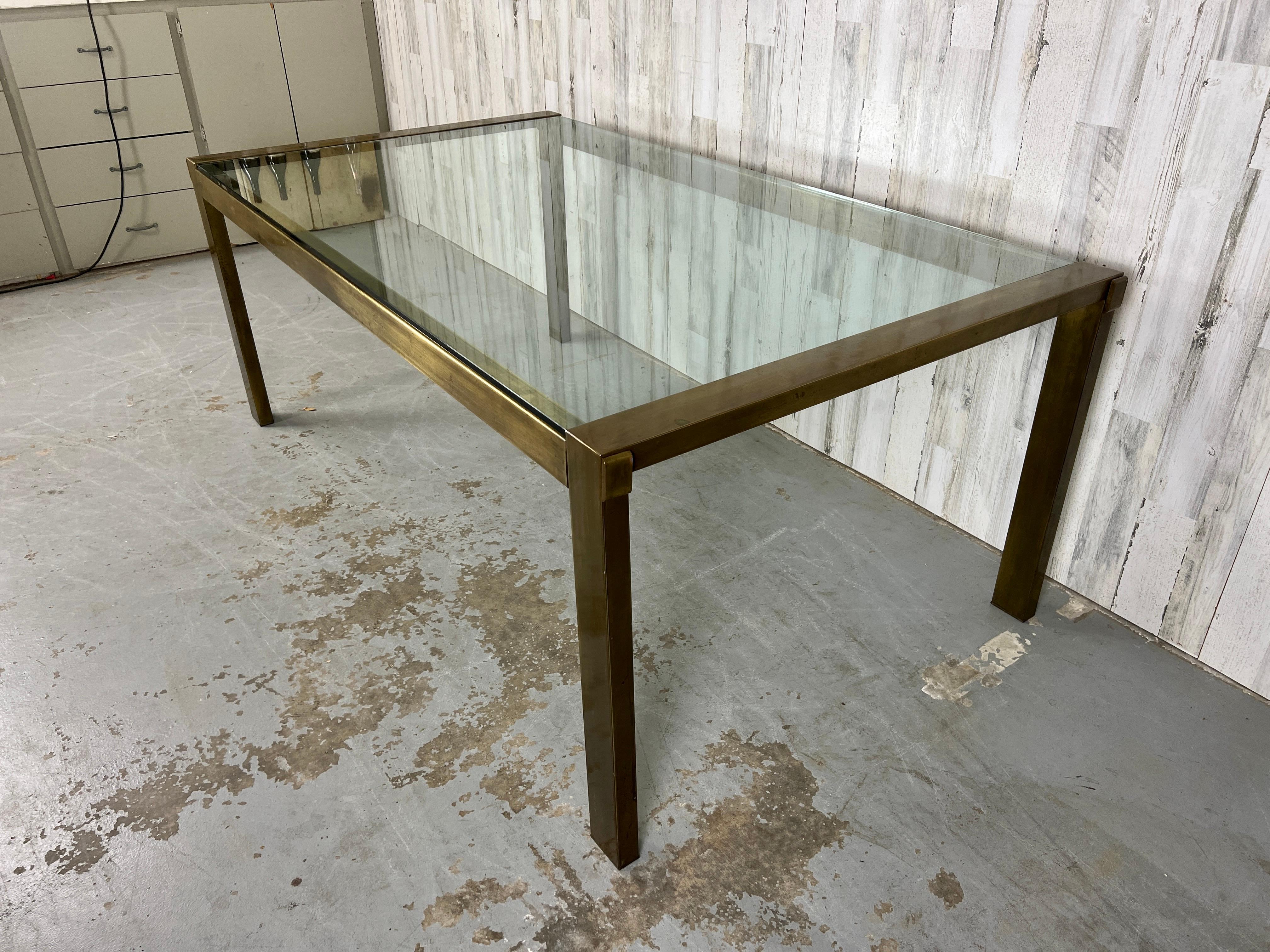 North American John Stuart Bronze & Glass Extendable Dining Table