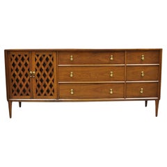 John Stuart Casalinda Vintage Mid Century Modern Credenza Triple Dresser en noyer