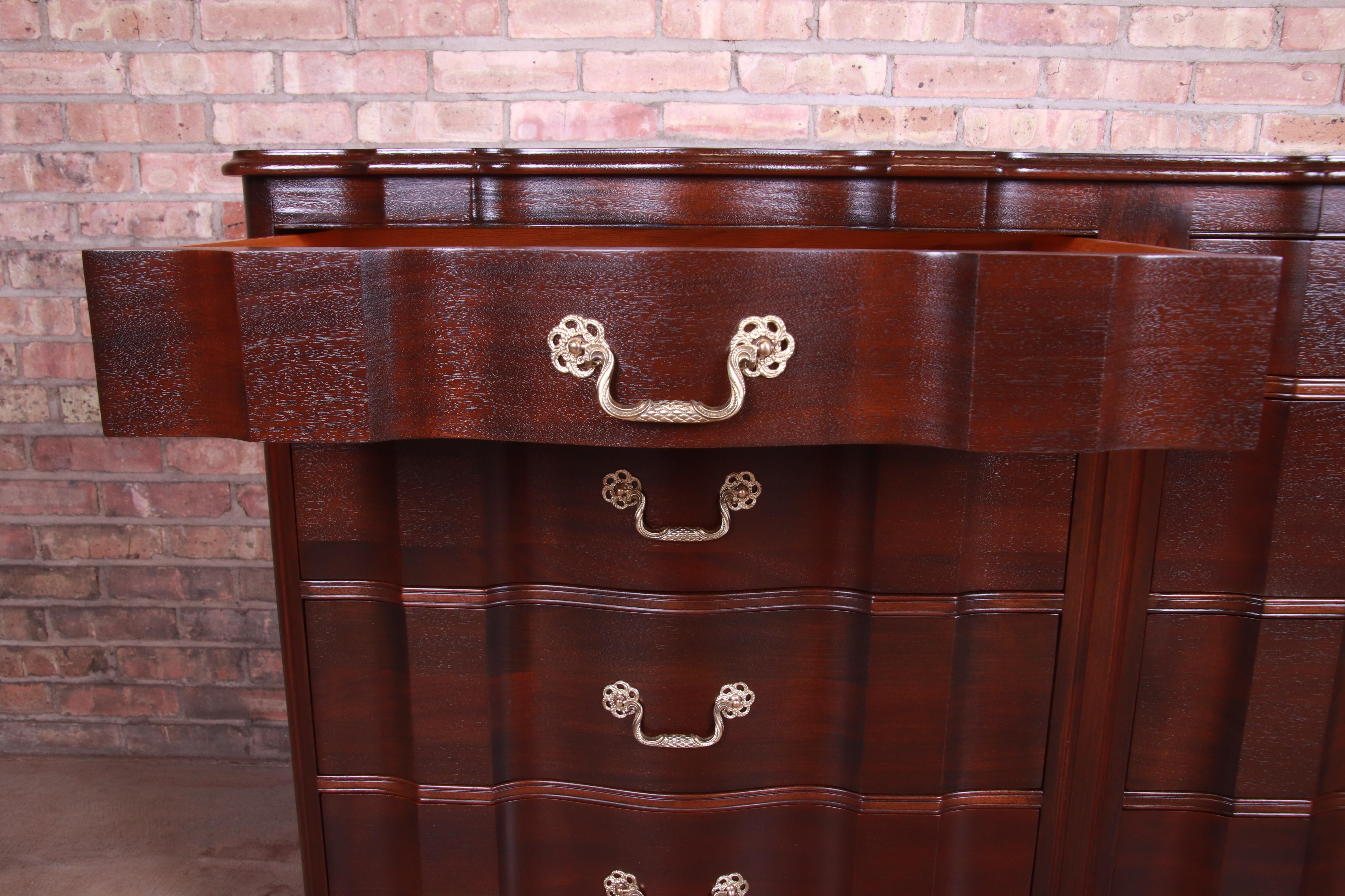 John Stuart Chippendale Mahogany Eight-Drawer Double Dresser, Newly Refinished 5