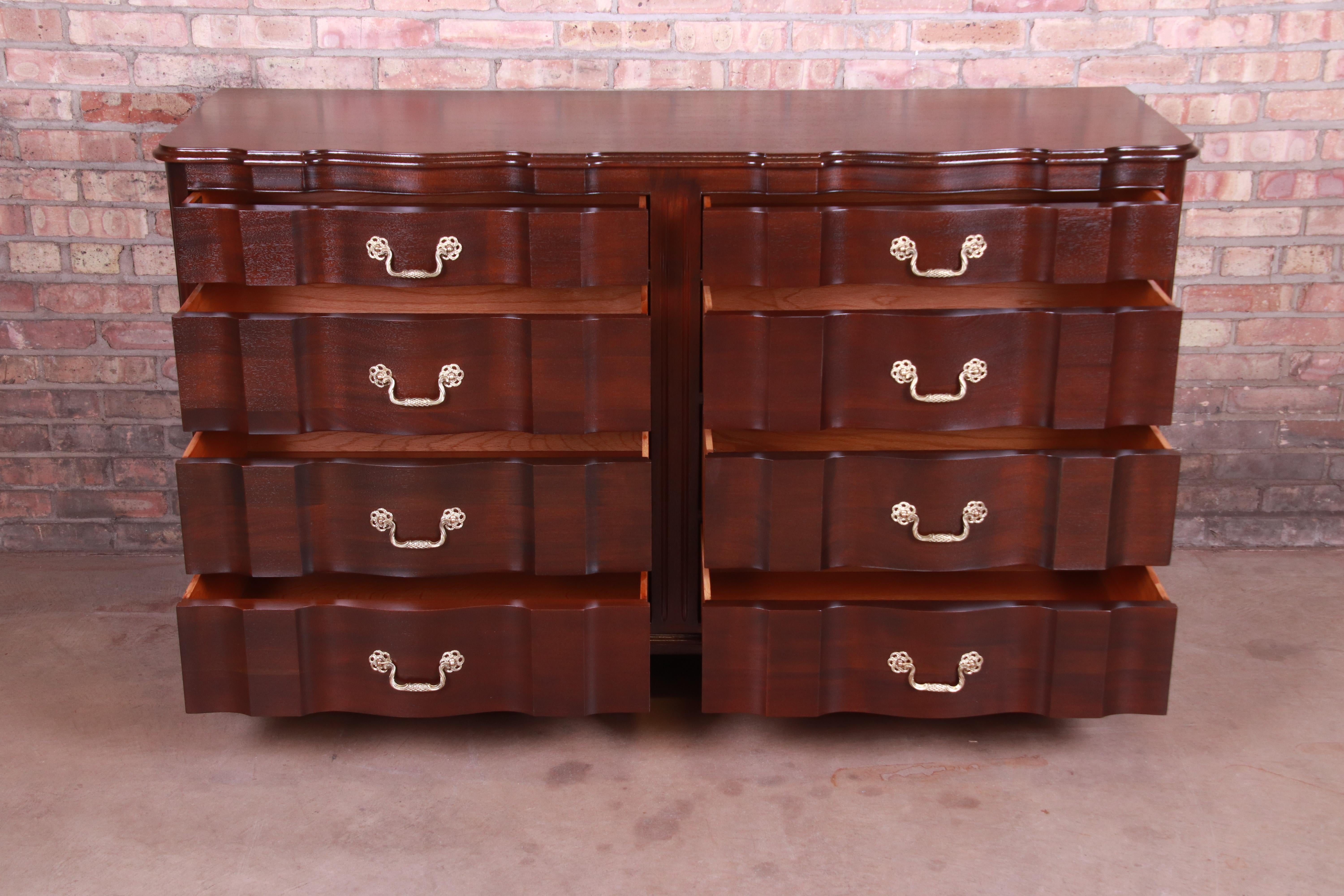John Stuart Chippendale Mahogany Eight-Drawer Double Dresser, Newly Refinished 1