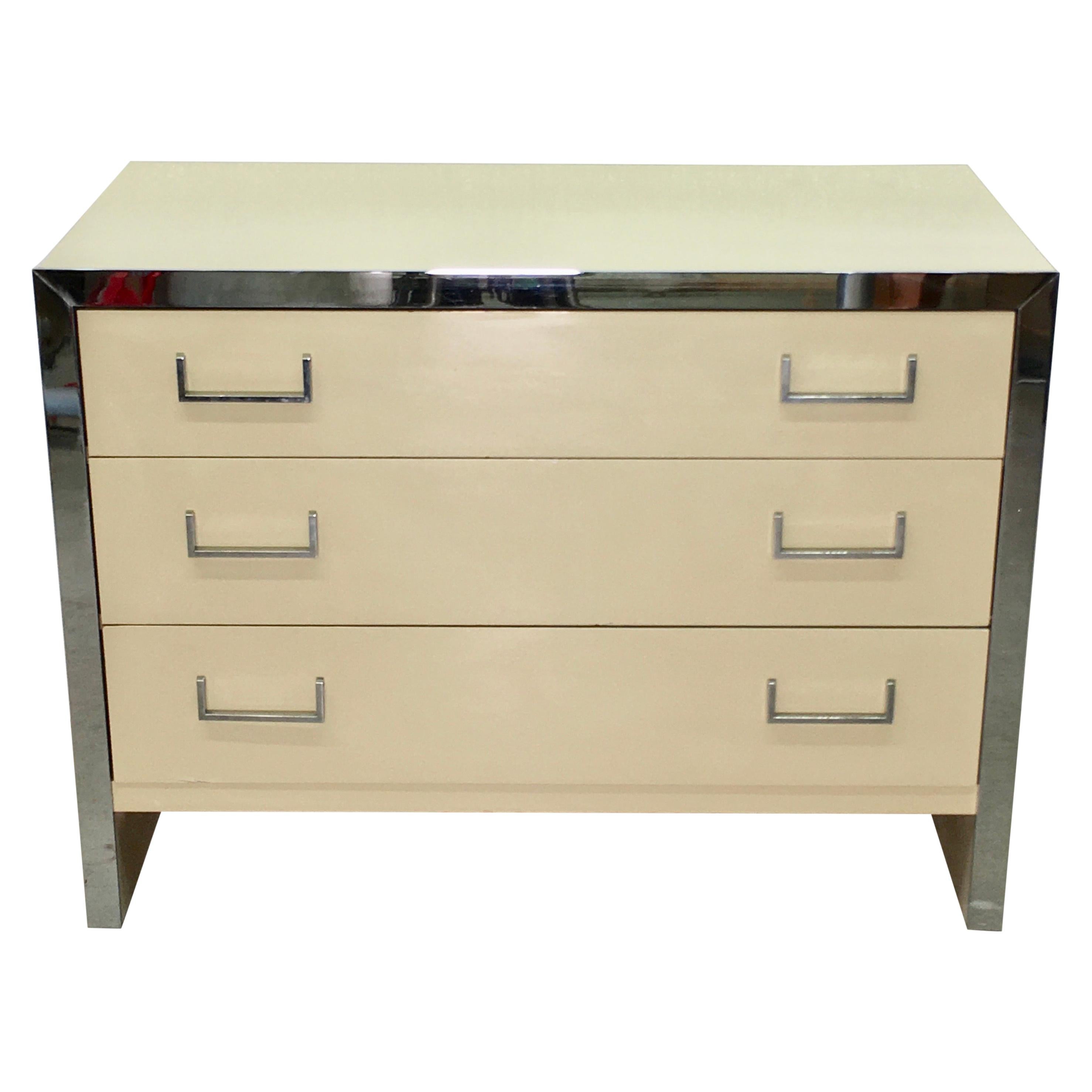 John Stuart Chrome and Lacquered Chest of Drawers For Sale