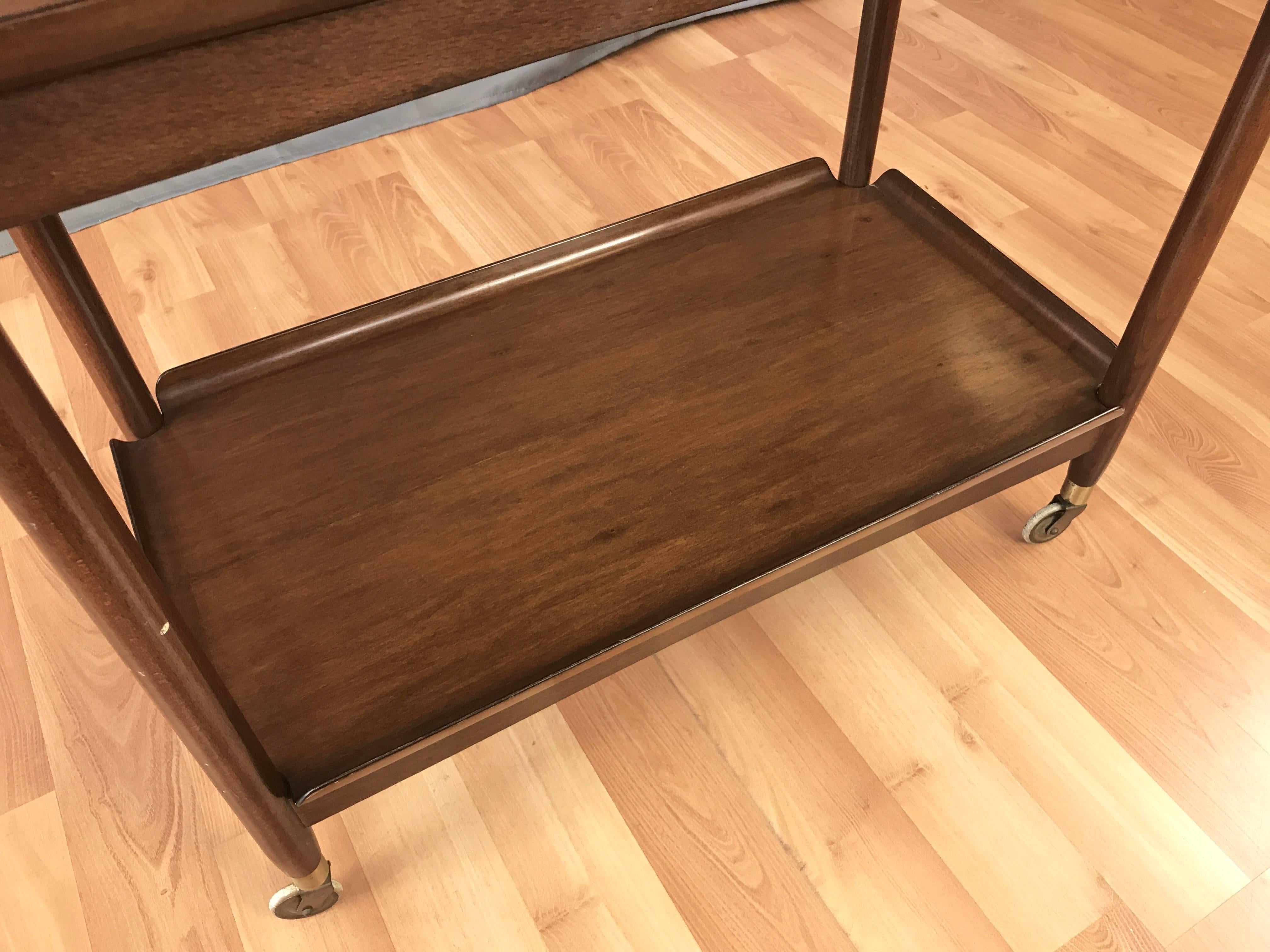Chariot de bar pliant en hêtre John Stuart Danish avec plateaux amovibles 6
