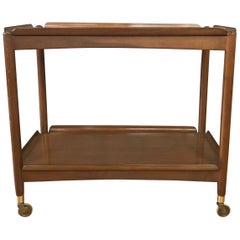 John Stuart Danish Beech Folding Bar Cart with Removable Trays