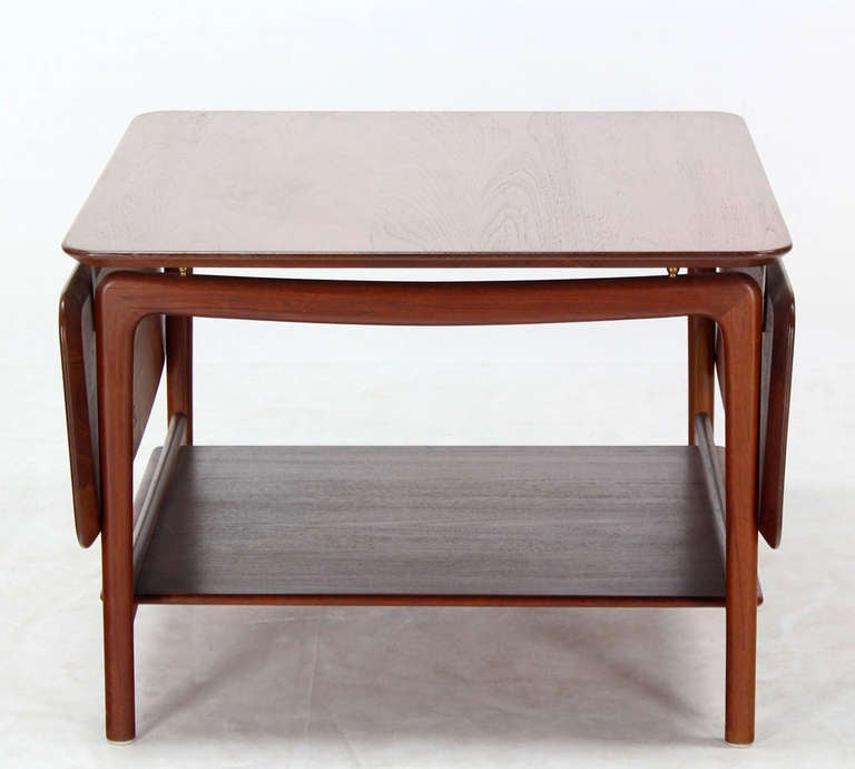  John Stuart Danish Mid Century Modern Solid Teak Drop Leaf Coffee Center Table For Sale 3