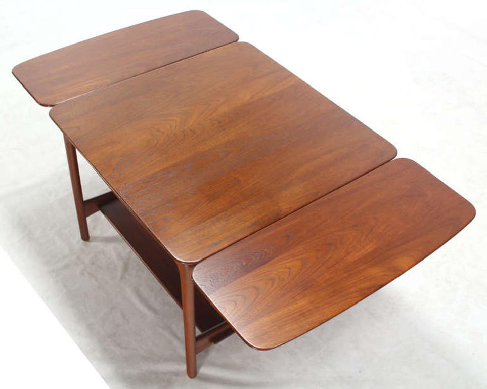  John Stuart Danish Mid Century Modern Solid Teak Drop Leaf Coffee Center Table (Moderne der Mitte des Jahrhunderts) im Angebot