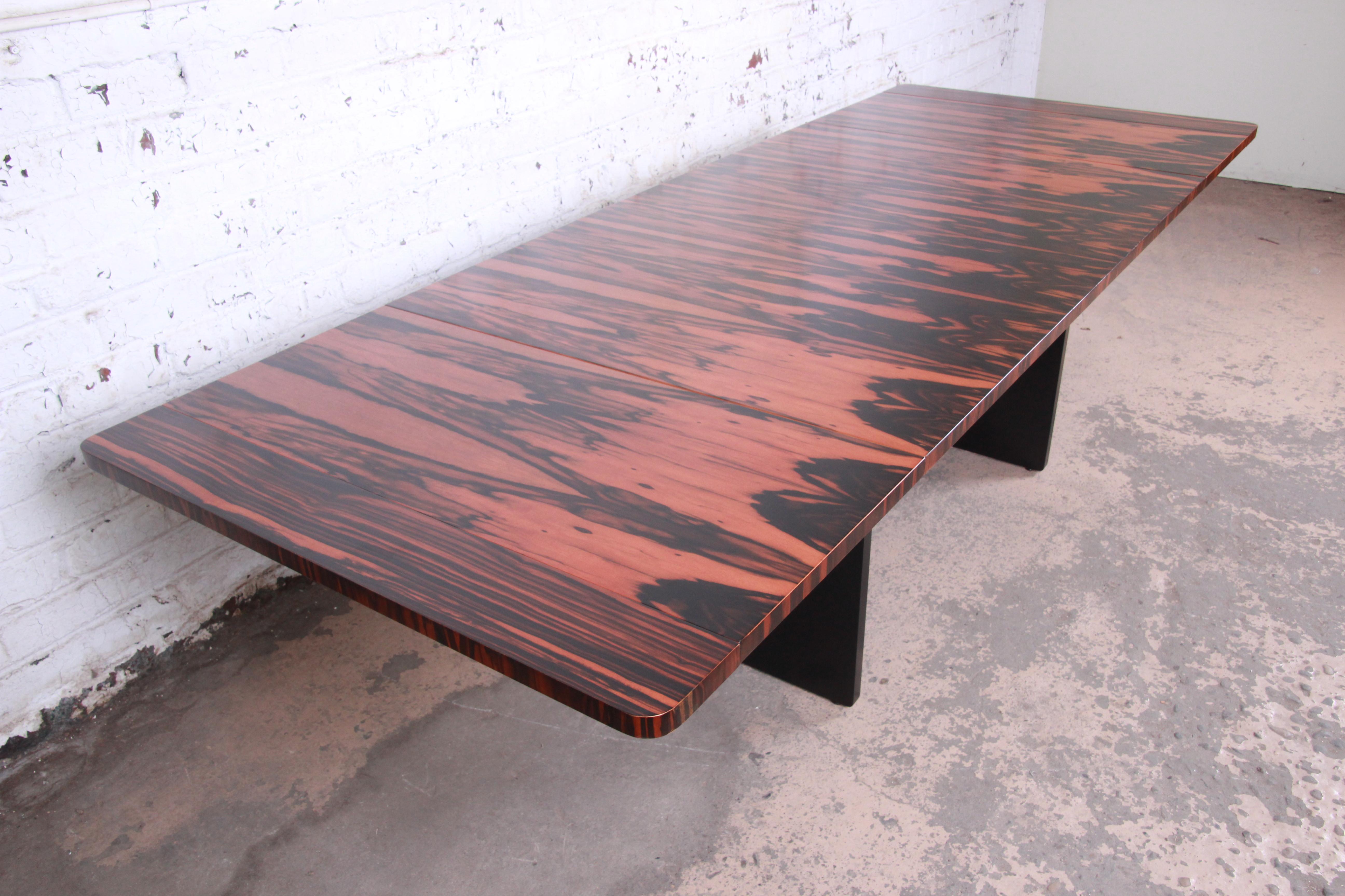 20th Century John Stuart Exotic Calamander Wood Extension Dining Table, Newly Refinished