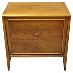 Retro John Stuart Facade Mt. Airy Furniture Walnut 3 Drawer MCM Nightstand