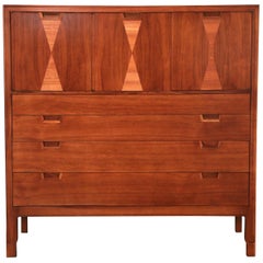 John Stuart for Janus Collection Walnut Highboy Dresser, Fully Restored