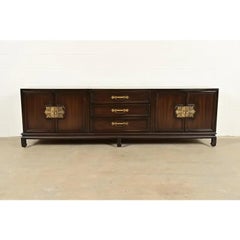 John Stuart for Mount Airy Hollywood Regency Chinoiserie Mahogany Sideboard