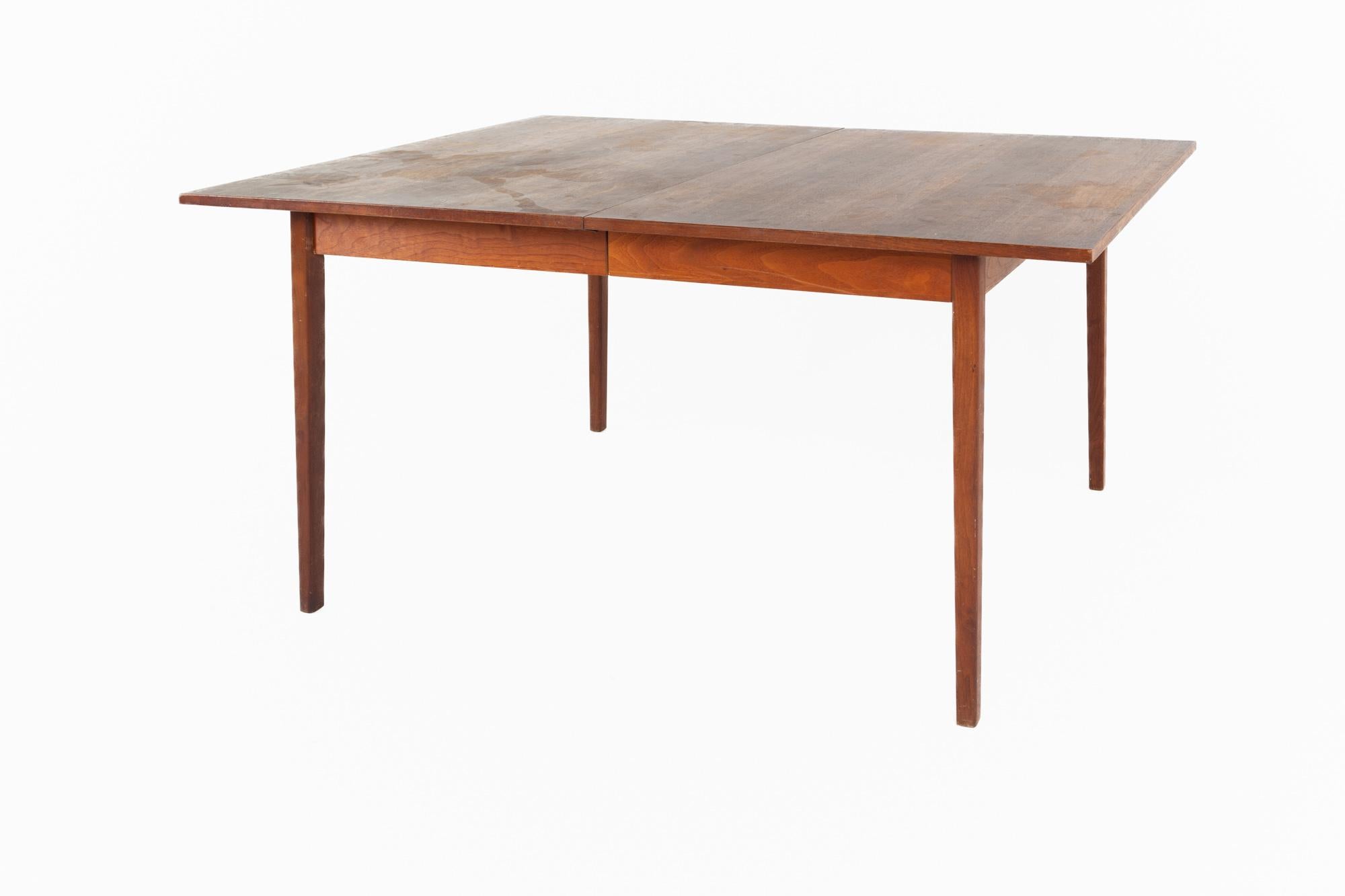 Mid-Century Modern John Stuart for Mount Airy Style Mid Century Walnut Dining Table with Leaf