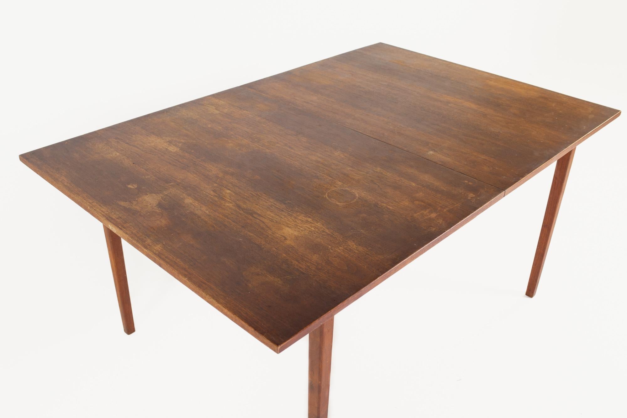 American John Stuart for Mount Airy Style Mid Century Walnut Dining Table with Leaf