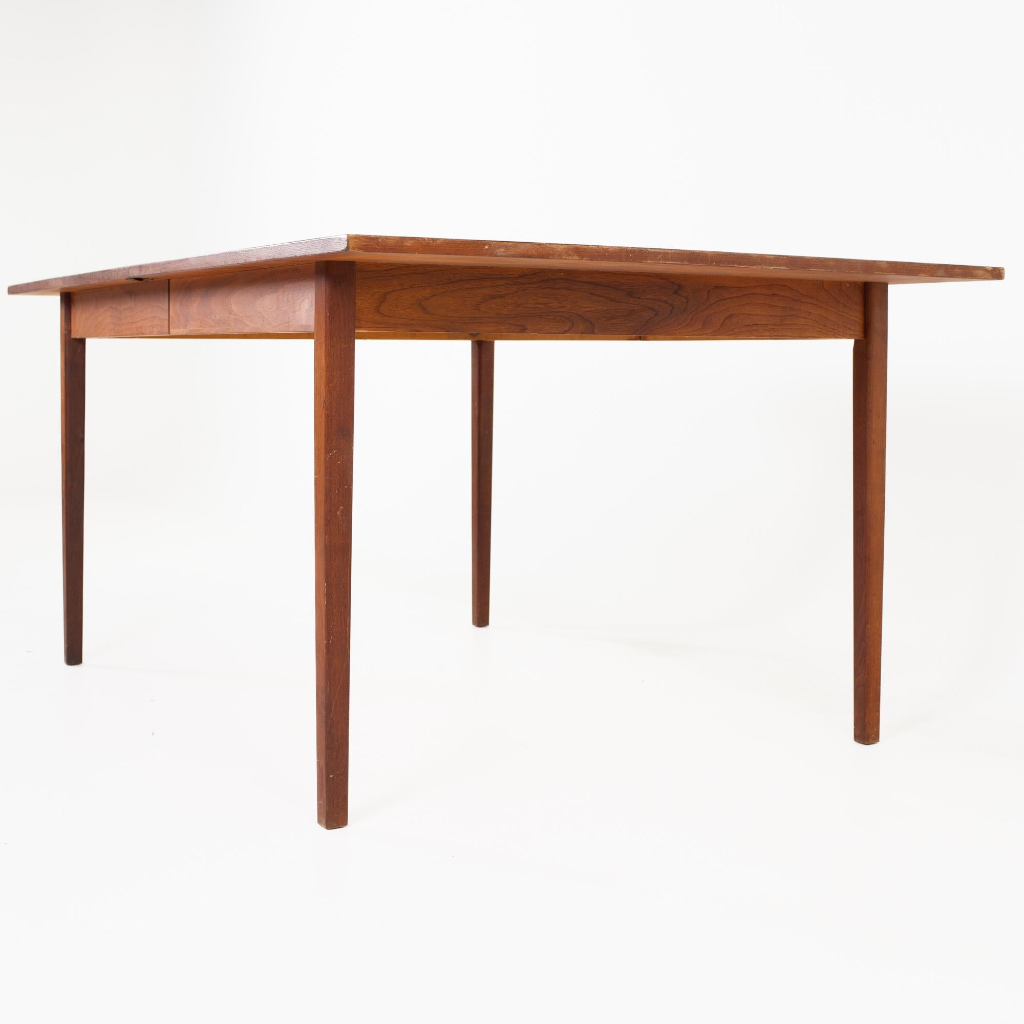 John Stuart for Mount Airy Style Mid Century Walnut Dining Table with Leaf 1