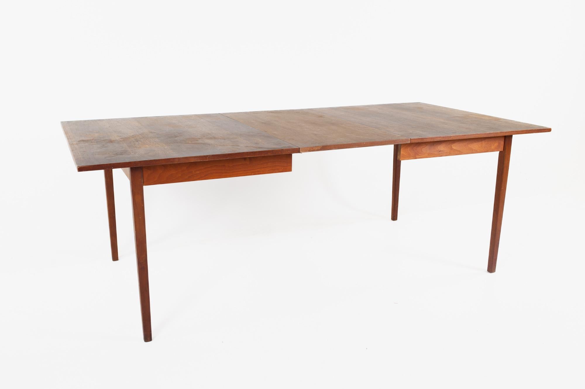 John Stuart for Mount Airy Style Mid Century Walnut Dining Table with Leaf 2