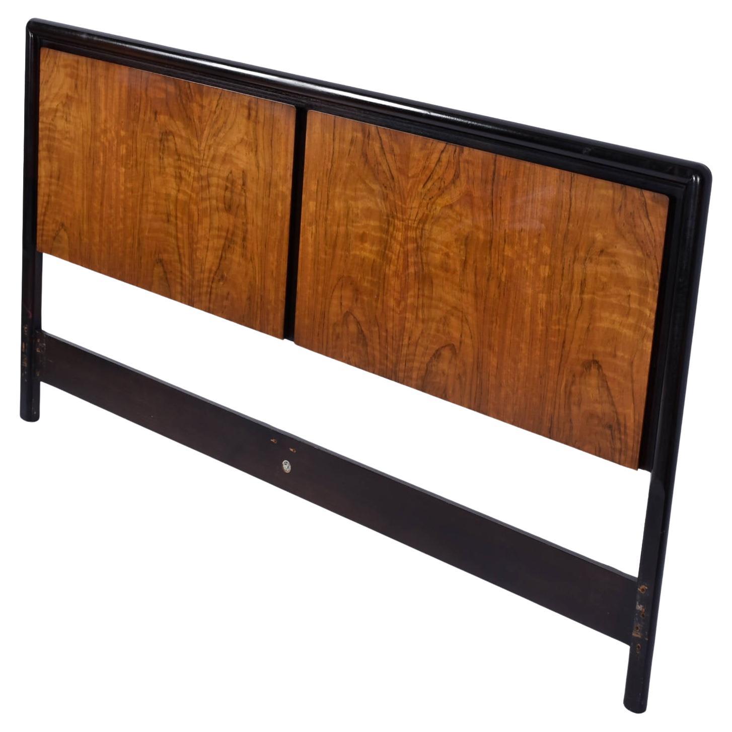 Mid-Century Modern John Stuart for Mount Airy Teak Burl Walnut King Bed Headboard For Sale