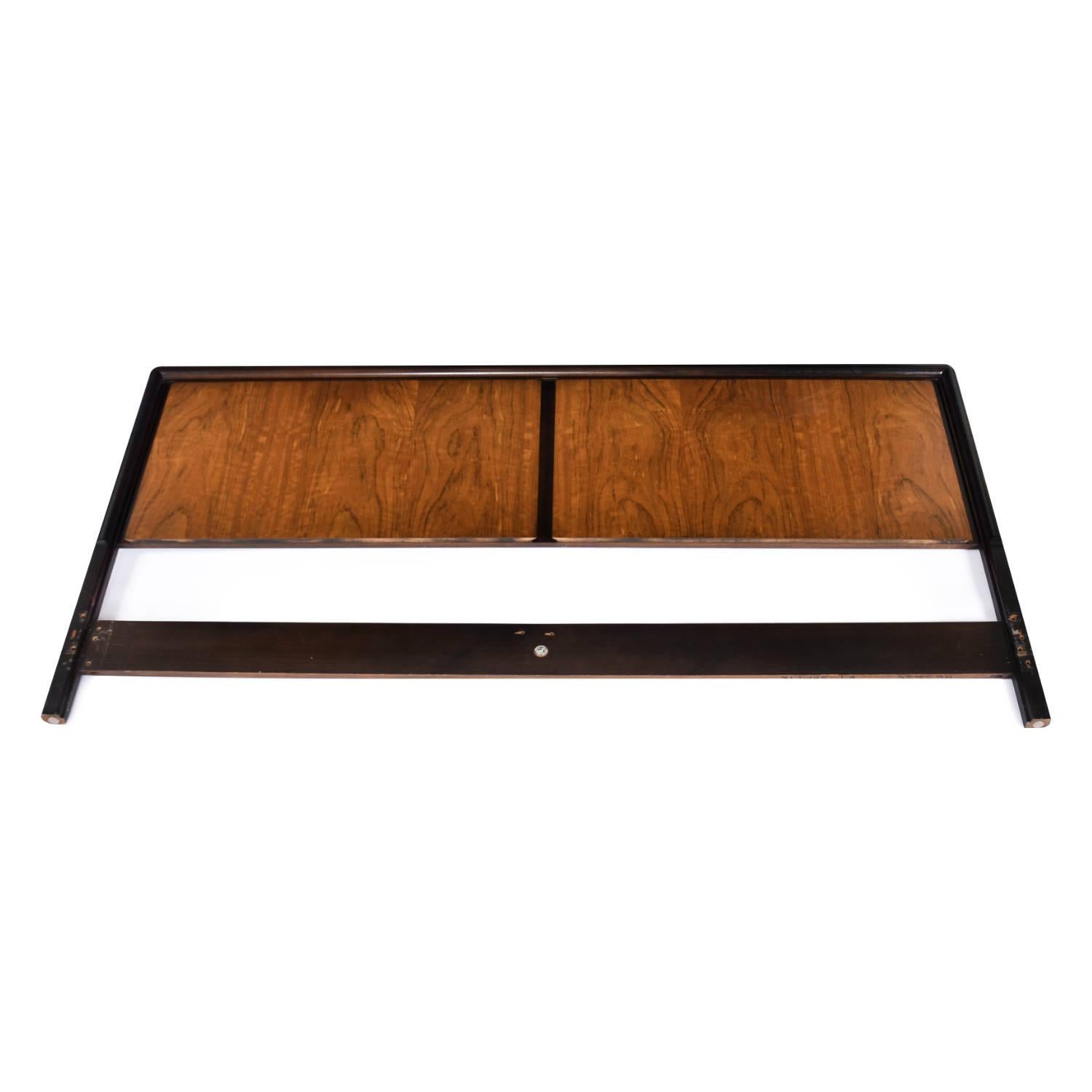 American John Stuart for Mount Airy Teak Burl Walnut King Bed Headboard For Sale