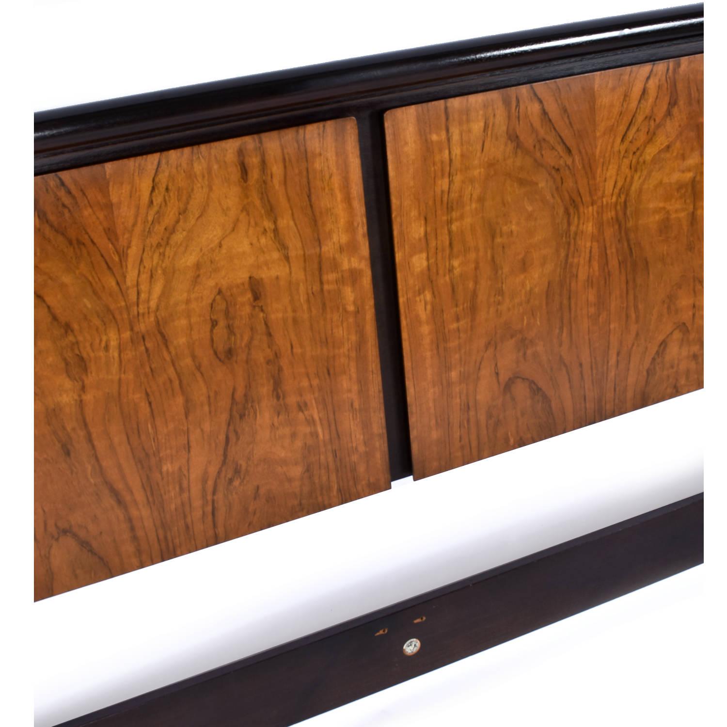Mid-20th Century John Stuart for Mount Airy Teak Burl Walnut King Bed Headboard For Sale