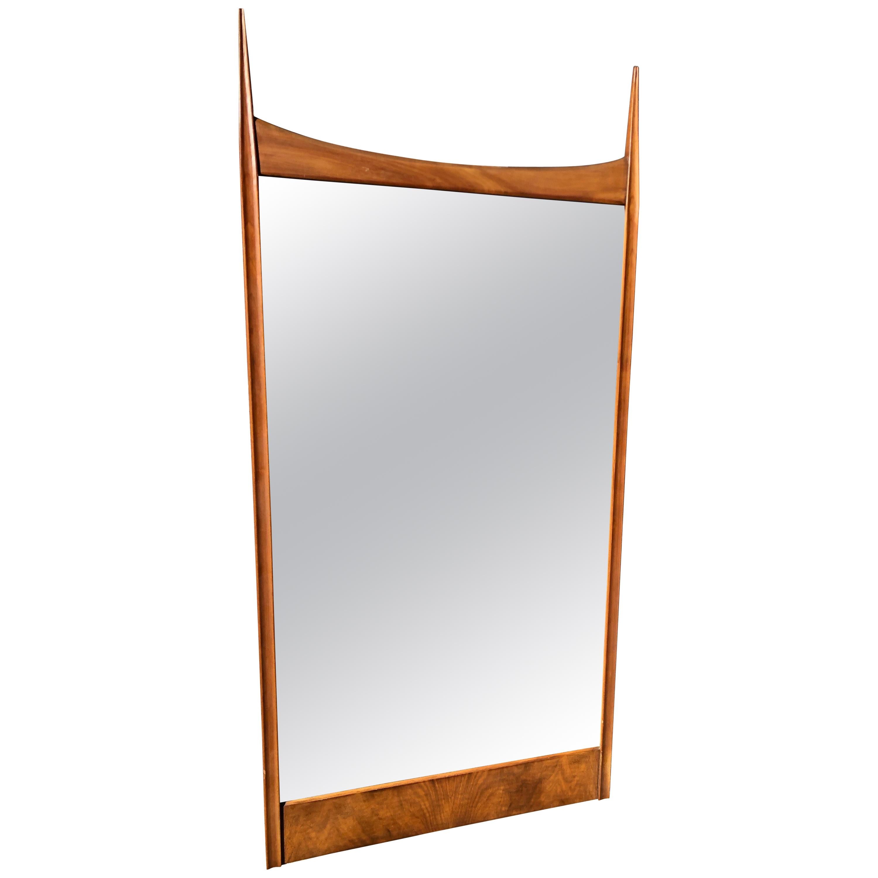 John Stuart for Widdicomb Walnut Mirror Designed by T.H. Robsjohn-Gibbings For Sale