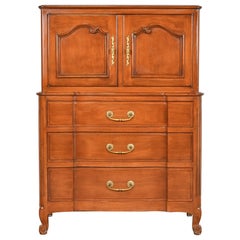 John Stuart French Provincial Louis XV Carved Cherry Wood Highboy Dresser