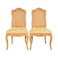 John Stuart French Provincial Louis XV Carved Oak Side Chairs  Pair