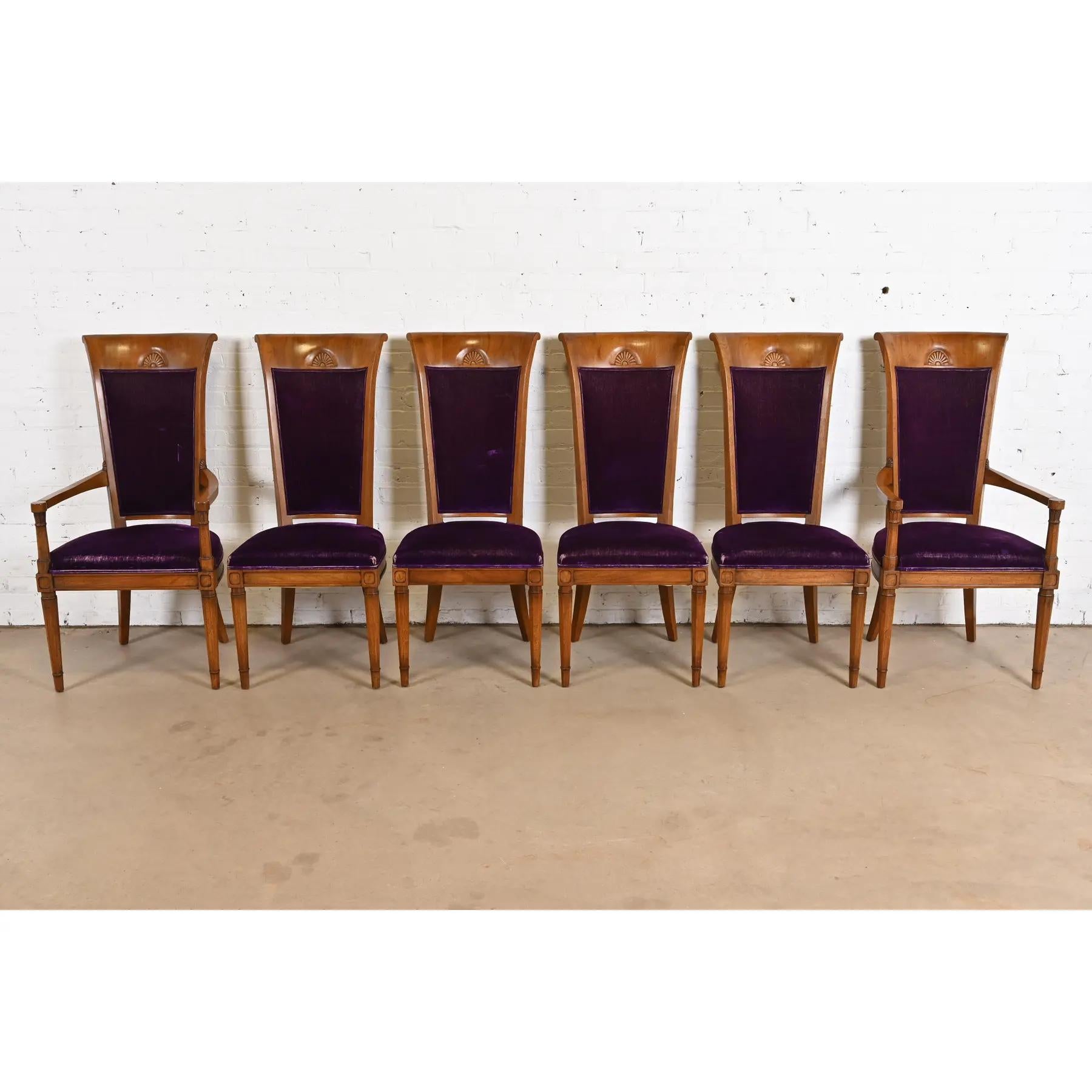 John Stuart French Regency Louis XVI Cherry Wood High Back Dining Chairs, Six In Good Condition For Sale In South Bend, IN