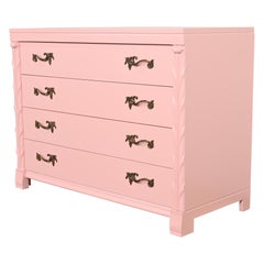 John Stuart French Regency Pink Lacquered Dresser Chest, Newly Refinished