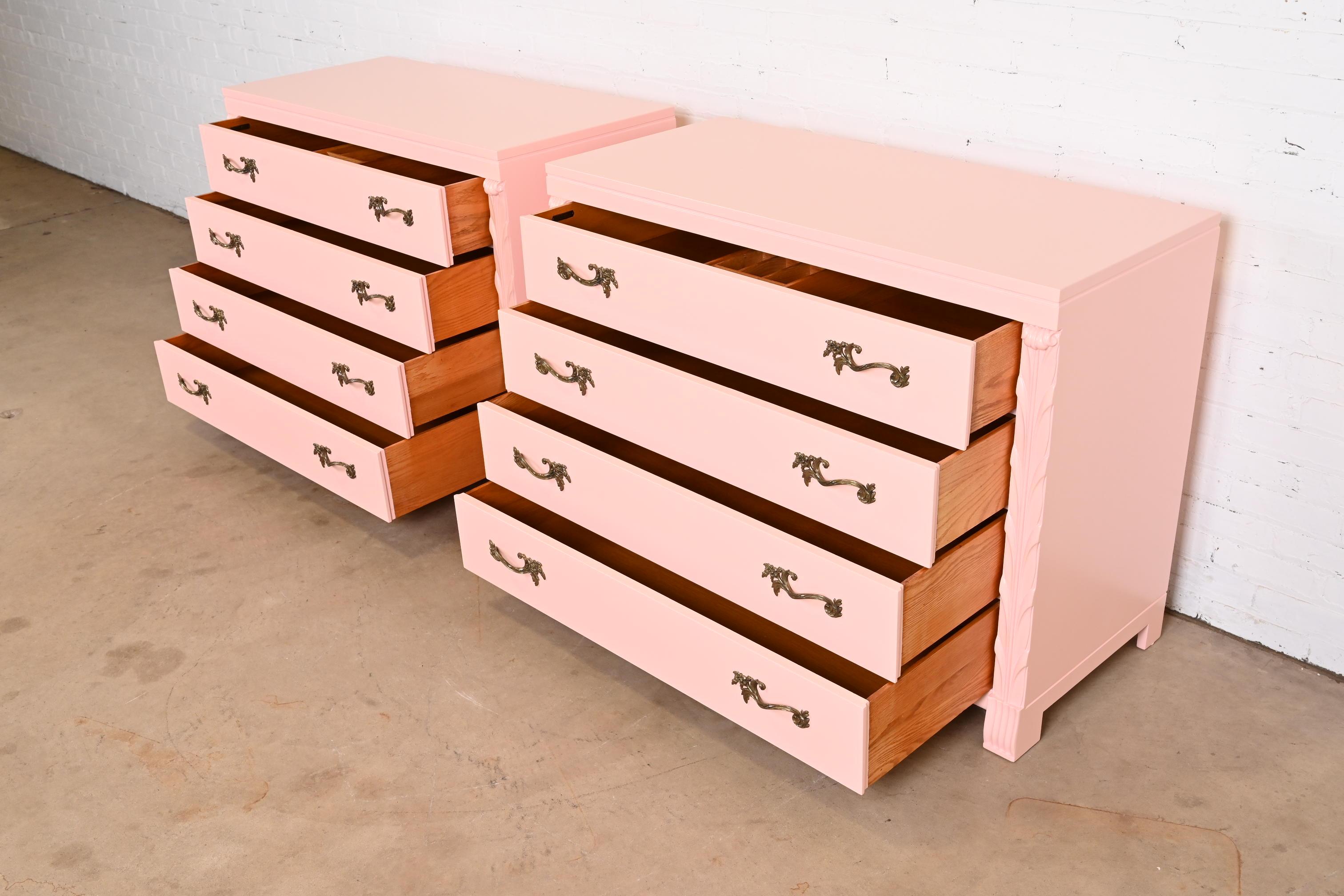 John Stuart French Regency Pink Lacquered Dresser Chests, Newly Refinished 3