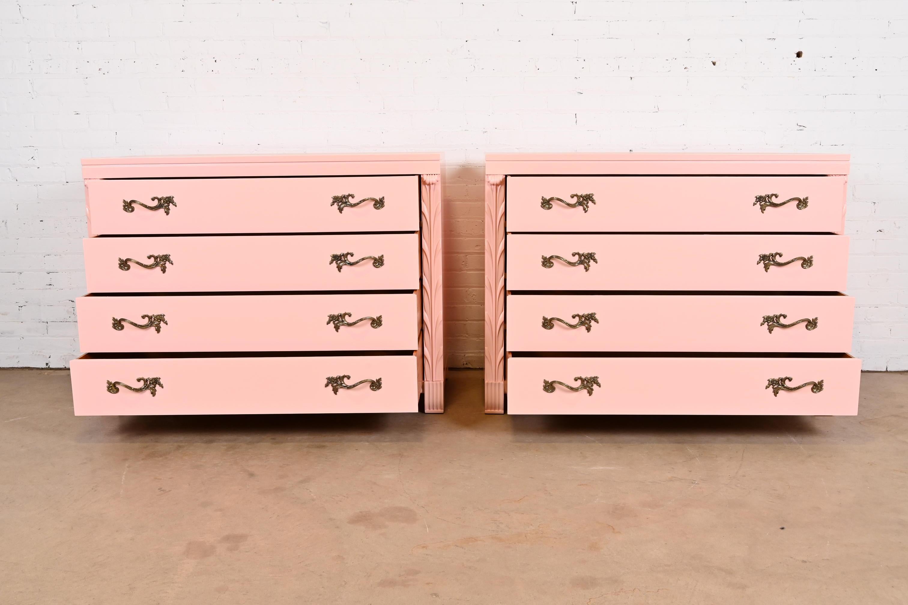 John Stuart French Regency Pink Lacquered Dresser Chests, Newly Refinished 1