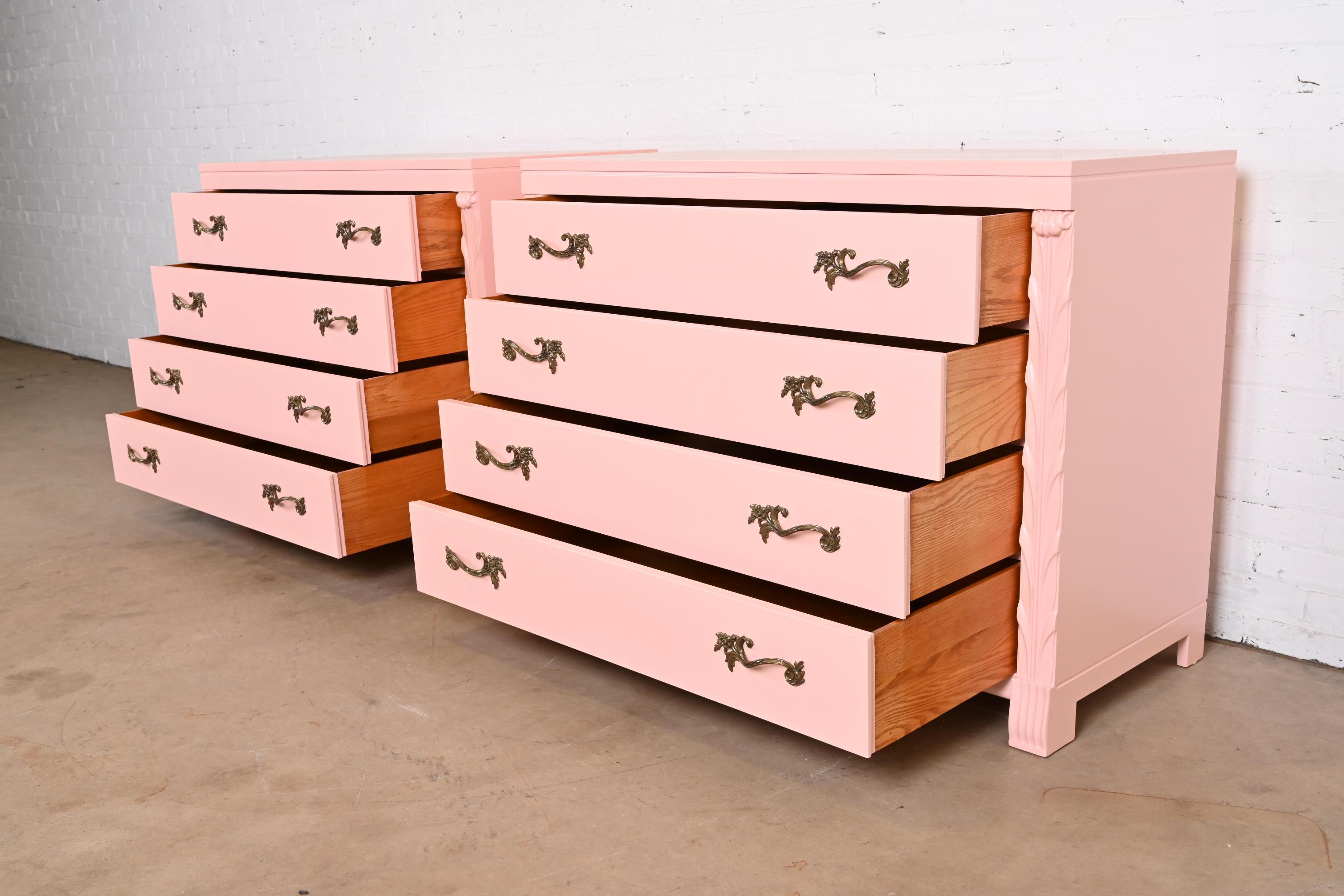 John Stuart French Regency Pink Lacquered Dresser Chests, Newly Refinished 2