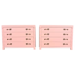 John Stuart French Regency Pink Lacquered Dresser Chests, Newly Refinished