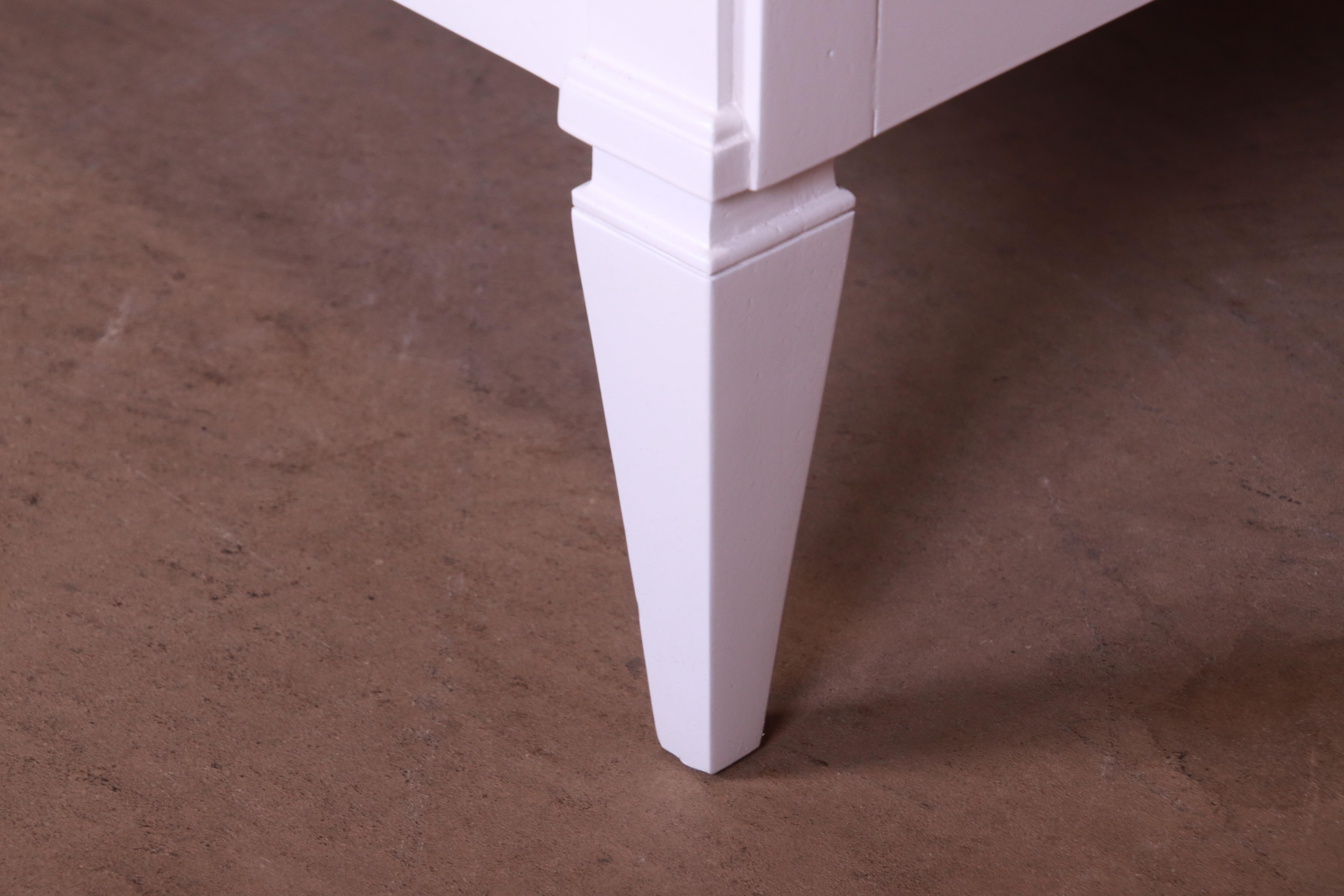 John Stuart French Regency White Lacquered Highboy Dresser, Newly Refinished 6