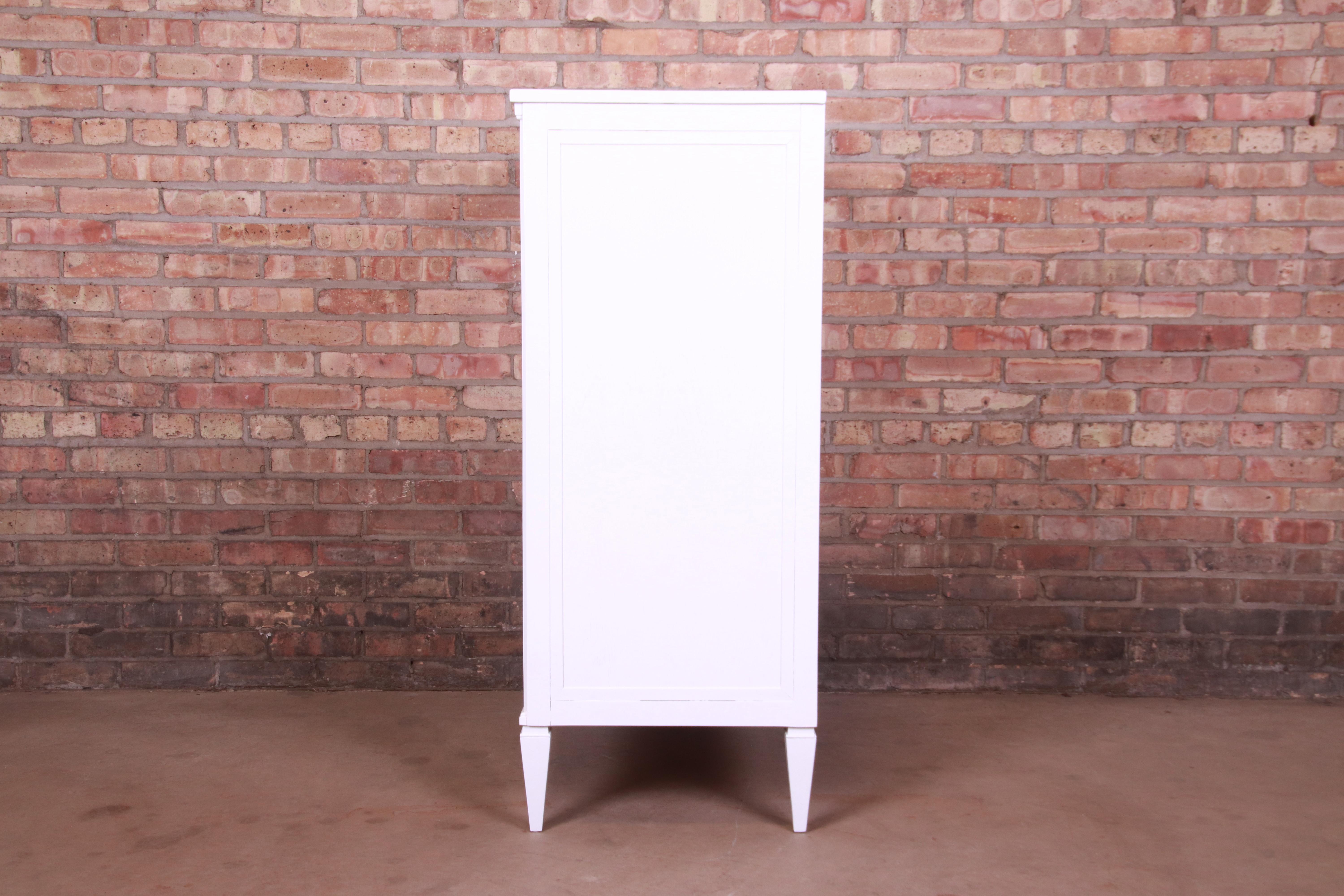 John Stuart French Regency White Lacquered Highboy Dresser, Newly Refinished 8