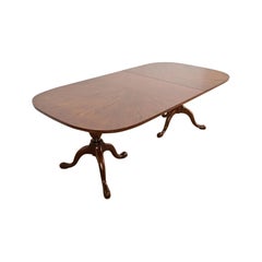 John Stuart Georgian Oak Pedestal Extension Dining Table, Newly Refinished