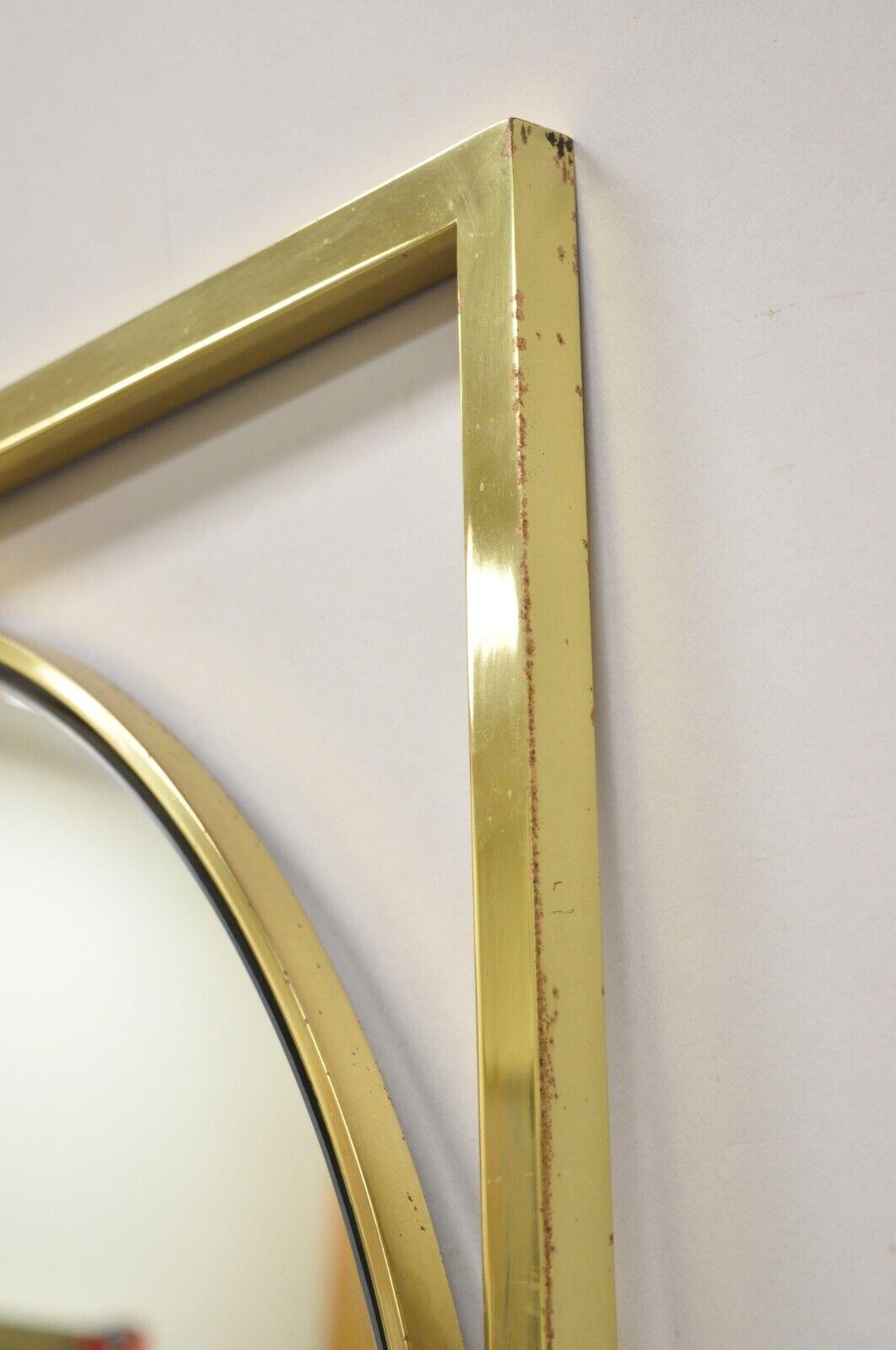 John Stuart Hollywood Regency Brass Frame Arched Glass Modernist Wall Mirror For Sale 7