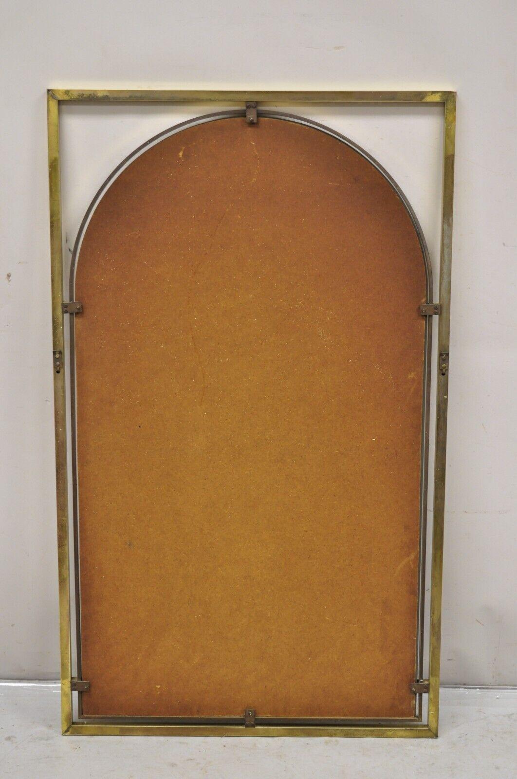 John Stuart Hollywood Regency Brass Frame Arched Glass Modernist Wall Mirror For Sale 5