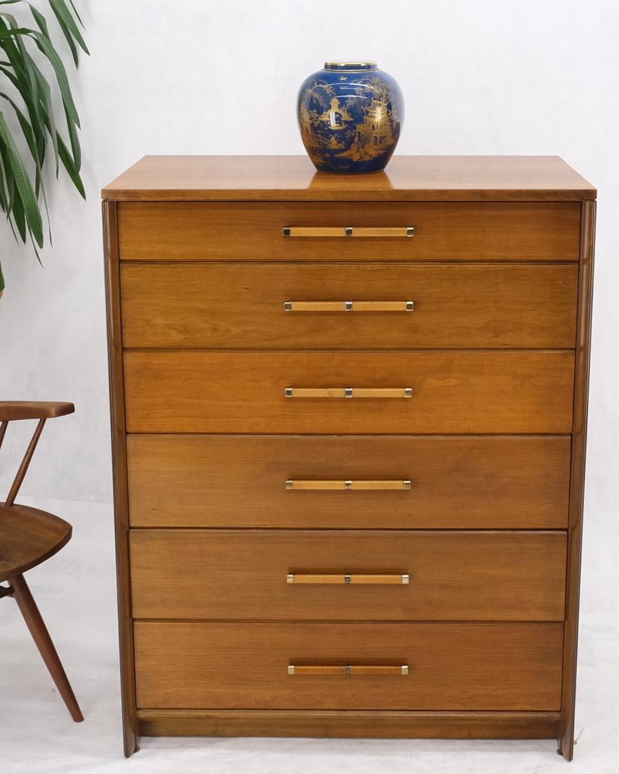John Stuart Honey Amber Maple High Chest 6 Drawers Dresser Cabinet Wooden Pulls For Sale 2