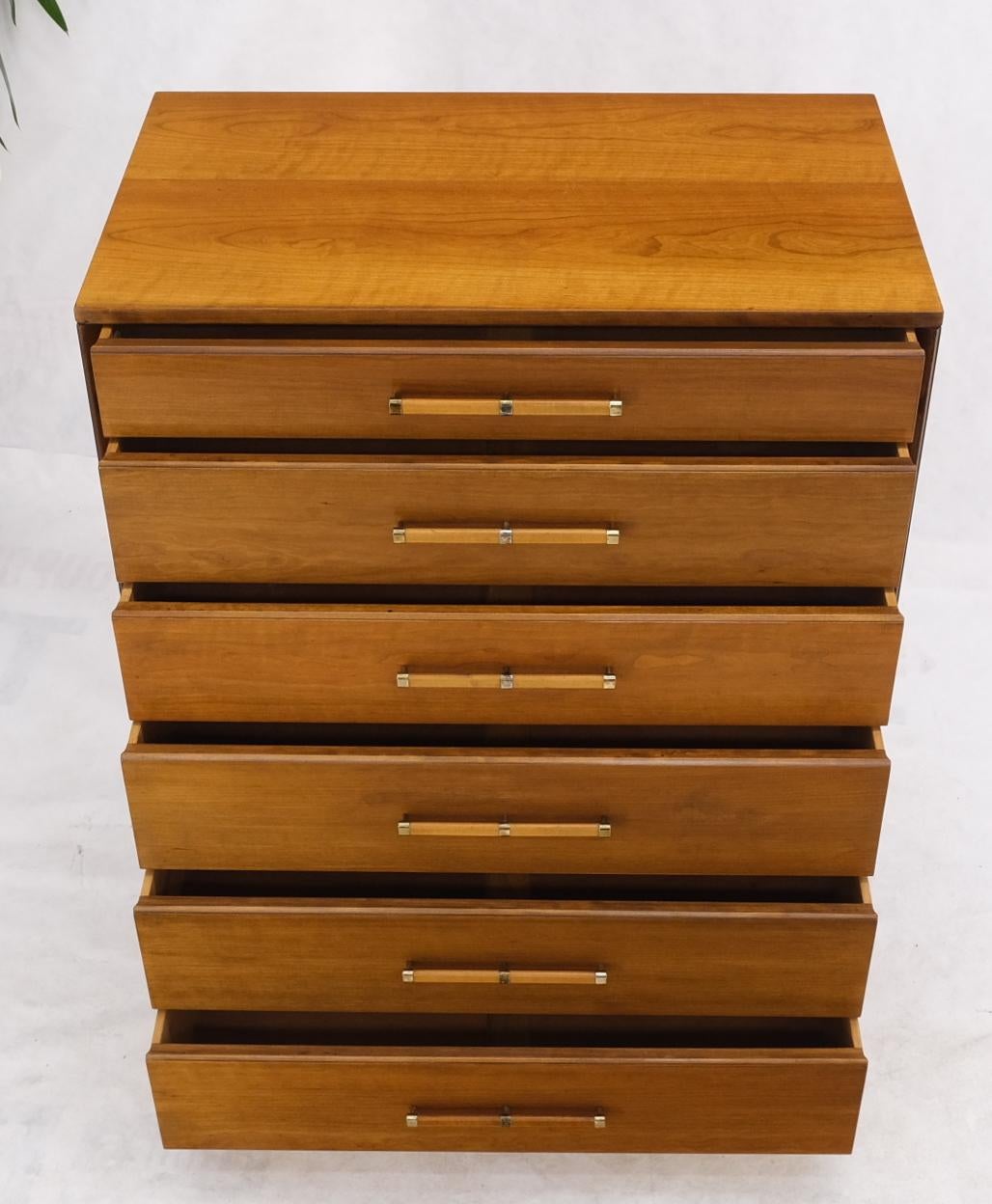 John Stuart Honey Amber Maple High Chest 6 Drawers Dresser Cabinet Wooden Pulls For Sale 3