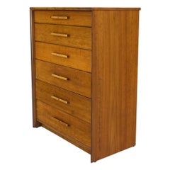 Commode haute à 6 tiroirs en érable ambré miel John Stuart Commode à poignées en bois