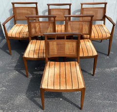 John Stuart Inc. Set of Six Mid-Century Modern Walnut Dining Chairs