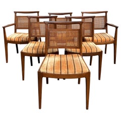 John Stuart Inc. Set of Six Mid-Century Modern Walnut Dining Chairs