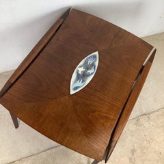 John Stuart Inc. Walnut Two-Tier End Table, Enamel Inlay