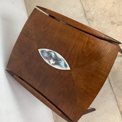 John Stuart Inc. Walnut Two-Tier End Table, Enamel Inlay