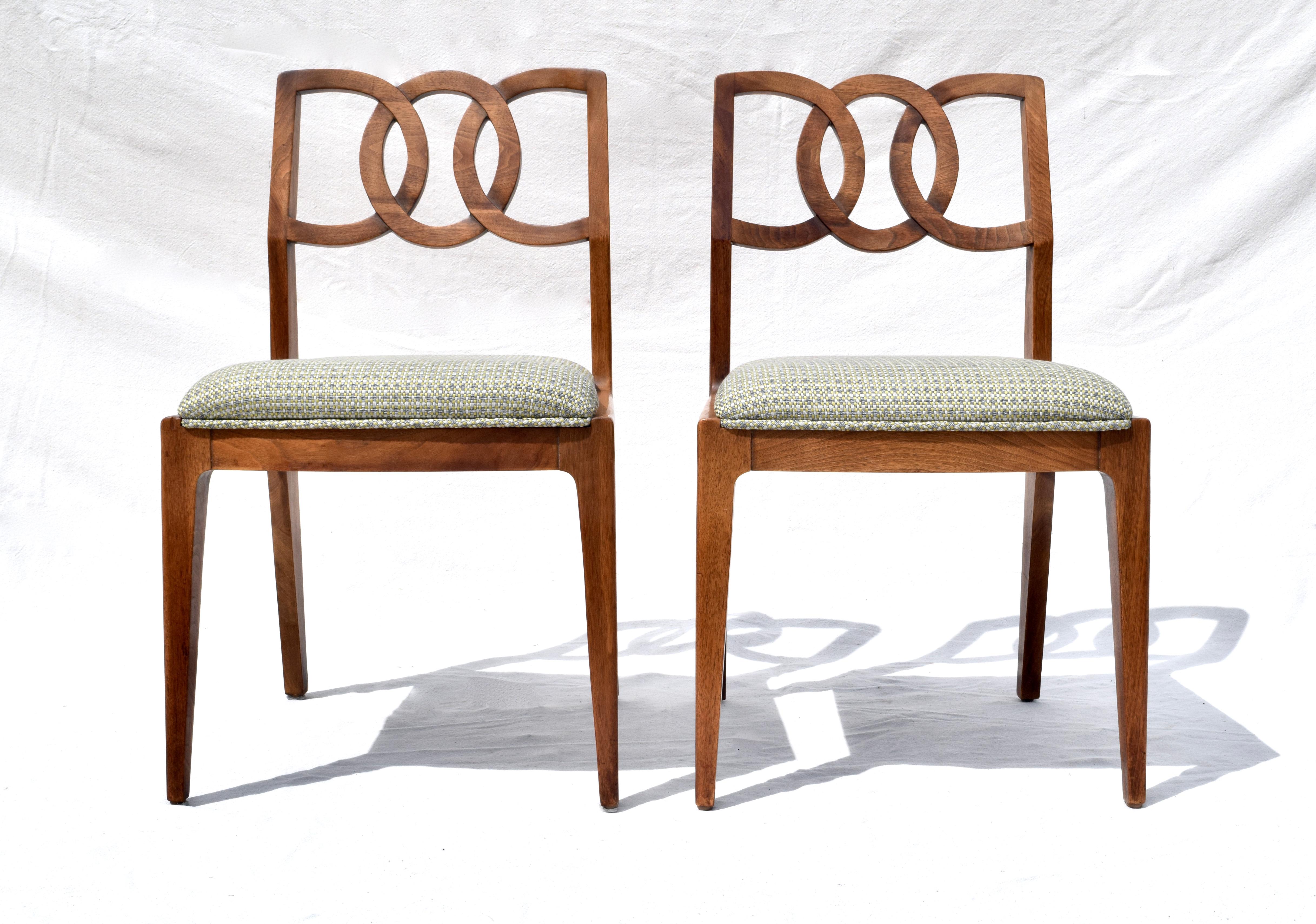 Mid-Century Modern John Stuart Interlocking Backs Dining Chairs, Six Set