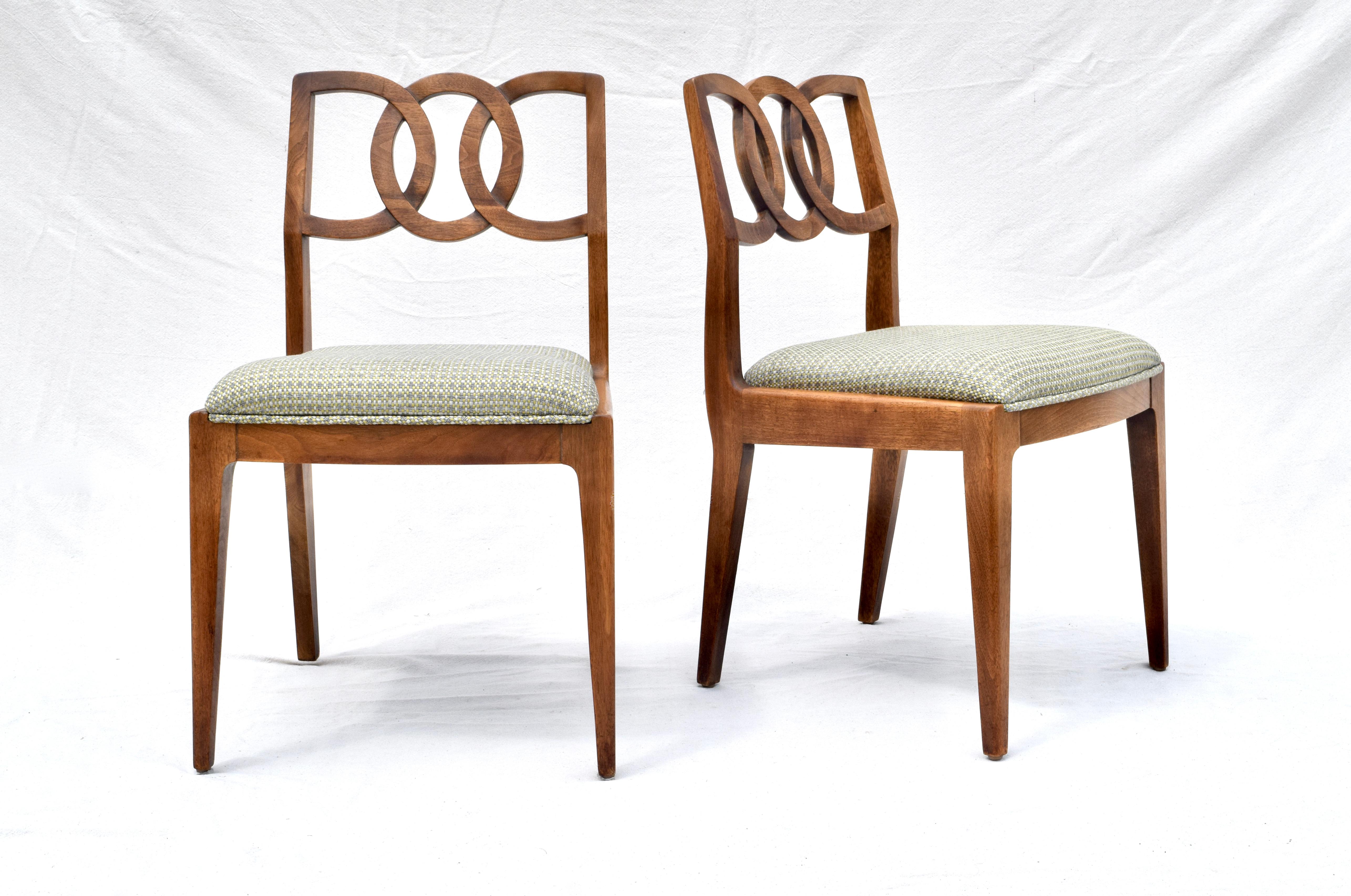 American John Stuart Interlocking Backs Dining Chairs, Six Set